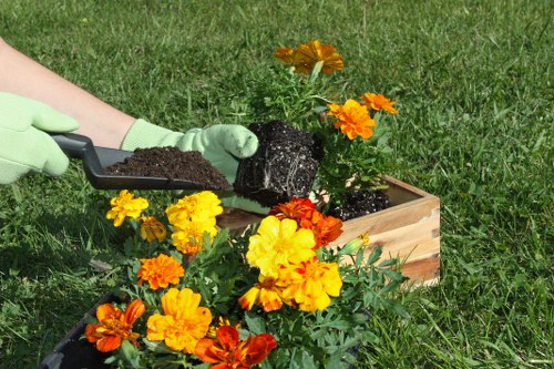 Gardeners in Little Ilford maintaining a vibrant flower bed